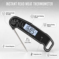 Thermomètre à viande à lecture instantanée, étanche IP66, 180° °   Grill de barbecue à écran rotatif avec fonction de réveil automatique, certifié FDA LFGB