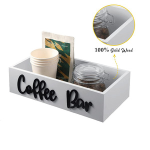 Boîte de support en bois rectangulaire Station à café Organisateur Bar pour <span class=keywords><strong>bureau</strong></span> Laque Station à café Organisateur Bar à café Boîte de support en bois - Product Image 5