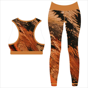 Ensemble de yoga pour femmes le plus vendu, imprimé à carreaux, logo frontal, taille élastique en Spandex/Nylon, séchage rapide, respirant, 2 pièces - Product Image 2