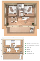 Tente de safari standard à toit en pente pour divertissement, en toile Oxford, pour glamping, maison en bois avec kits de cabane en rondins