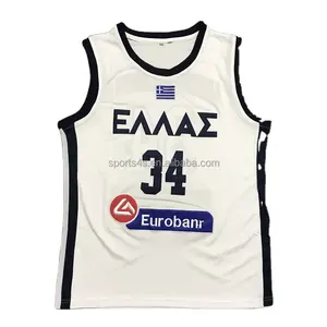 Camiseta cosida del equipo nacional griego de alta calidad para hombres The Greek Freak 34 Giannis Antetokounmpo
