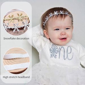 Diadema elástica ajustable para bebé con diseño de copo de nieve hueco y luna llena, de aleación con pedrería, estilo navideño europeo-americano, YUSE - Product Image 4