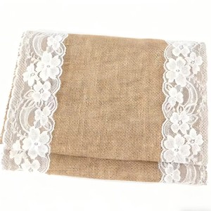 Elegant Jute Table Runners Burlap Lace Table Cloth Wedding <strong>Party</strong> Home Decoration Modern <strong>Tablecloth</strong> - Product Image 4