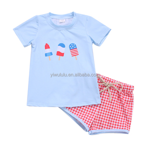 热销夏季短袖t恤裤子男童服装套装 - Product Image 3