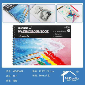 Libro di carta ad acquerello di 30 pagine A4 96 unità Per scatola Per disegnare disegni e promozioni a spirale Per l'acquarello a matita - Product Image 1