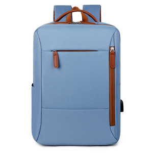 Laptop <b>Backpack</b> <b>Large</b> Capacity Durable Lightweight Unisex Business Travel <b>Backpack</b> Solid Color Black Gray Beige Pink Blue - Product Image 2
