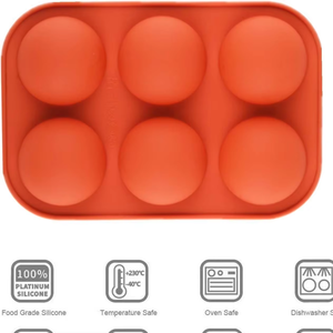 OKSILICONE Molde de Silicona de 6 Cavidades Semiesféricas para Chocolate, Pastel, Gelatina, Pudín, 90g - Product Image 4