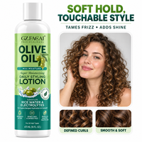 Krim Penata Rambut Keriting Private Label Olive Oil Rice Water Melembapkan & Mendefinisikan Ikal, Losion Anti-Kusut untuk Rambut Keriting