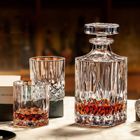 Juego de Decantador de Whisky de Cristal de Lujo, Botella Tallada Vintage de 900 ml con Vasos y Bandeja para Licores, Vino, Bar en Casa, Regalo, Venta al por Mayor