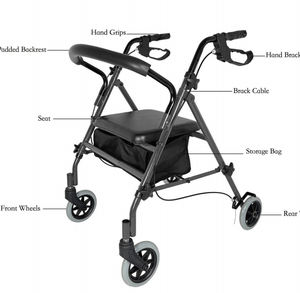 OEM/ODM פלדת מסגרת גלגל מבוגרים Rollator ווקר עוזר עם מושב ווקר לסייע עבור הבכור הליכון Rollator - Product Image 4