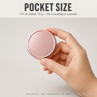 Miroir de maquillage de voyage personnalisé avec logo, miroir de poche rond, plaqué or, double face, pliable, compact, en métal, vente en gros
