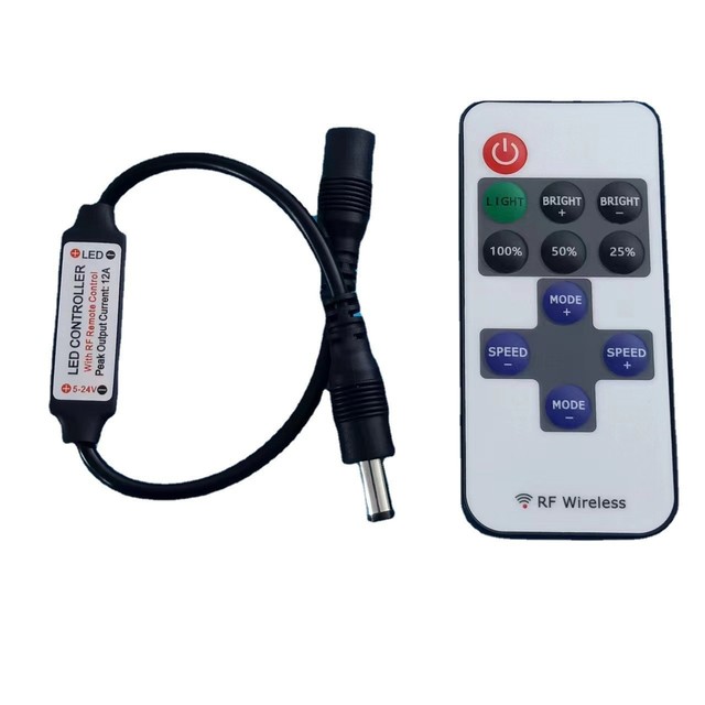 RF Mini Wireless 1 Channel 6A Remote Controller for 3528/5050 LED Strip Lights DC Connector 15M Range 72W Load Capacity Portable