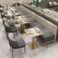 Ensemble de mobilier de restaurant de luxe, chaise et table à café/salle à manger de haute qualité avec cadre en acier inoxydable, banquette élégante