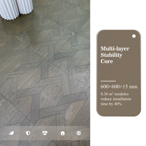 Mistico nodo grigio <span class=keywords><strong>Parquet</strong></span> 600x600x15mm moderno <span class=keywords><strong>pavimento</strong></span> in rovere bianco Click-Lock arte geometrica superficie ABcd <span class=keywords><strong>per</strong></span> Villa camera da letto del parco - Product Image 3