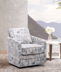 Fauteuil pivotant d'appoint haut de gamme personnalisé et tendance pour chambre à coucher, appartement, salon en couleur bleue - Product Image 1