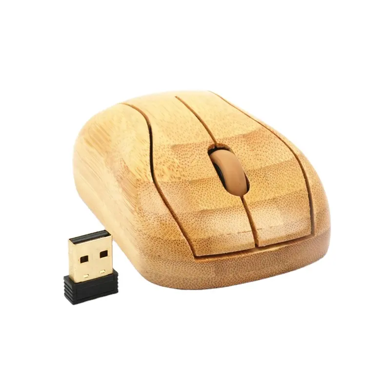 2.4Ghz Wireless USB Mini Battery Rechargeable Silent Mouse Bamboo Wood Optical Computer Laptop PC Mice Mouse