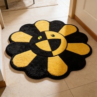 Tapis personnalisés en forme de tournesol, antidérapants, épais, à fleurs colorées, doux et moelleux pour la décoration de la maison