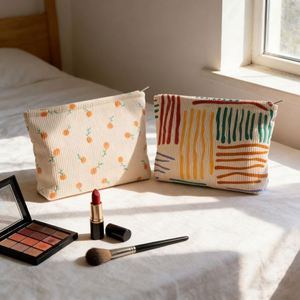 Wholesale Corduroy Cosmetic Bag Large Capacity Portable Makeup Brush & <b>Lipstick</b> Organizer - Product Image 1