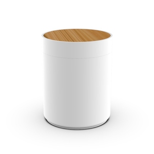 Large-capacity trash bin with bamboo lid