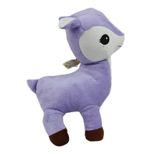 Custom Purple Small Cute Soft Deer Plush Standing Reindeer Stuffed Animal Plush Toy Wearing Ribbon