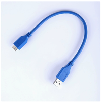 Kabel Data Komputer USB 3.0, AM Male ke Micro-B, Kabel Koneksi Hard Drive Eksternal Kecepatan Tinggi 0,3 meter.
