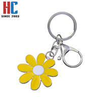 Porte-clés artisanal moderne en métal plaqué or, motif petite marguerite mignonne, avec mousqueton, cadeau personnalisé, 23 ans d'expérience en usine