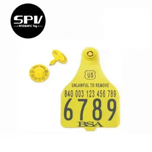 ISO18000-6c RFID UHF Animal Ear Tag With Sequential Number for Cow Goat