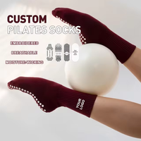 Chaussettes de Pilates antidérapantes personnalisées avec logo, respirantes, en coton peigné, pour l'entraînement, le fitness et le yoga, vente en gros