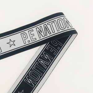 New 38Mm Đồ Lót Mềm Bền Vững Đàn Hồi Dây Thắt Lưng Nylon/Polyester Vải May Băng Đàn Hồi <span class=keywords><strong>4Mm</strong></span> Chiều Rộng Biểu Tượng Tùy Chỉnh Jacquard - Product Image 2