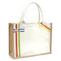 Sac à provisions en lin portable réutilisable blanc imprimé personnalisé, sac cadeau de plage, sac à main en Jute