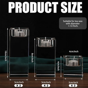 6 pièces <span class=keywords><strong>de</strong></span> bougeoirs carrés en verre cristal <span class=keywords><strong>de</strong></span> haute qualité et durables pour bougies chauffe-plat et bougies votives, pour <span class=keywords><strong>mariage</strong></span> et dîner - Product Image 2