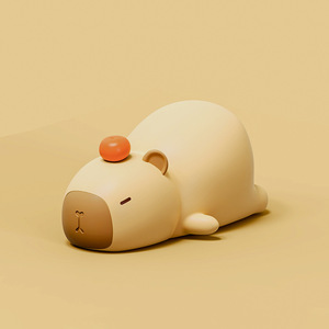 Novedad Animal recargable LED 3D Si <span class=keywords><strong>Licon</strong></span> Sleeping Lying Flat Light Squishy Capybara lámpara de noche para dormitorio - Product Image 2