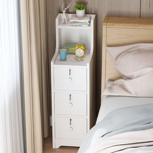 Bedside Storage Shelf With 3 Drawers <b>Lockable</b> Space Saving Bedroom Nightstand <b>Cabinet</b> For Dorm Or Home Use - Product Image 2