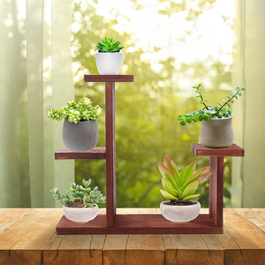 Soporte de madera para flores de 3 niveles, estante independiente para plantas suculentas, para decoración de ventana o sala de estar - Product Image 2