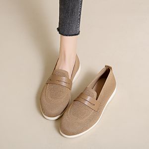 Mocasines ligeros de punto para mujer, zapatos planos con diseño hueco, calzado de señora con punta cuadrada, personalizables con logo. - Product Image 2