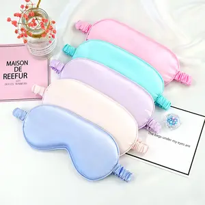 Bán buôn tùy biến Logo eyemask Ngủ Satin Lụa Mặt nạ mắt du lịch tự nhiên có thể điều chỉnh lụa ngủ mắt bóng râm