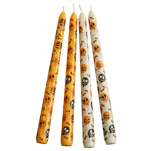 Creative Halloween <b>Long</b> Taper <b>Candles</b> Spooky Pattern Design Ghost Festival Party Atmosphere Lighting Table Wholesale Decor Candl - Product Image 5