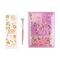 Ensemble de carnet de notes avec paillettes flottantes en or rose, carnet de notes en cristal « You Are Golden » avec stylo et autocollants, kit de papeterie pour filles