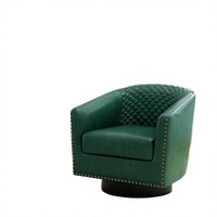 Fauteuil club pivotant en similicuir PU, confortable, avec garniture cloutée, pour salon, chambre moderne, bureau, vert