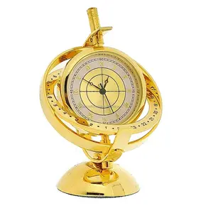 镀金实心黄铜图书馆地球仪新奇收藏家时钟热销产品经典黄铜时钟