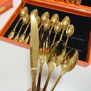 Hot Selling 24 Pcs Royal Gift <b>Gold</b> <b>Cutlery</b> Sets Luxury High Quality Metal Flatware Stainless Steel with case - Product Image 5