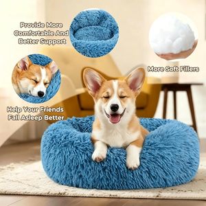 Donut Dog And <b>Cat</b> Bed Round Fluffy Soft Washable Small Pet Bed For Puppy And Kitten Blue 20 X 20 X 8 Inches - Product Image 4