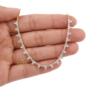 Collar de diamantes de talla brillante graduada para mujer al por mayor, joyería de laboratorio, chapado en oro macizo de 14K, estilo étnico tipo tenis - Product Image 2