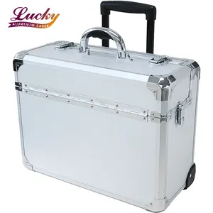 Caja de aluminio profesional 8 "Piloto de ruedas/Caja de catálogo de negocios Maletín de aluminio de metal rodante