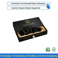 Caja de Regalo de Lujo para Extensiones de Cabello, Empaque Ecológico Personalizado con Materiales Reciclados, Lámina Dorada UV