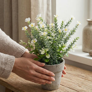 RUOPEI - Planta <span class=keywords><strong>Artificial</strong></span> de Hierba y Flores Púrpuras Mixtas, Inodora, en Maceta de PE, Lavanda, Resistente a los Rayos UV, Ecológica, para Hogar, Oficina, Mesa - Product Image 1