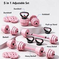 Ensemble d'haltères réglables 5 en 1, convertible en barre d'haltères, kettlebell, barre de pompes, ensemble de poids détachable pour la musculation à domicile