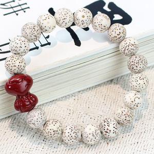 Pulsera de semillas de Bodhi de 18 mm con serpiente de cinabrio tallada redonda, joyería unisex para uso diario - Product Image 3