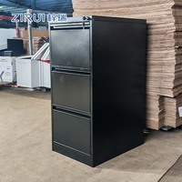 Armoire de classement métallique à 3 tiroirs en acier laminé à froid avec serrure à clé pour le rangement de dossiers A4 au bureau