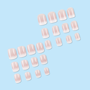 24Pcs <span class=keywords><strong>Faux</strong></span> Ongles Blancs Dégradés Court Carré Carré Simple <span class=keywords><strong>Faux</strong></span> Ongles Press on Wearable Nude Nails Art Full Cover Manicure Tips - Product Image 4